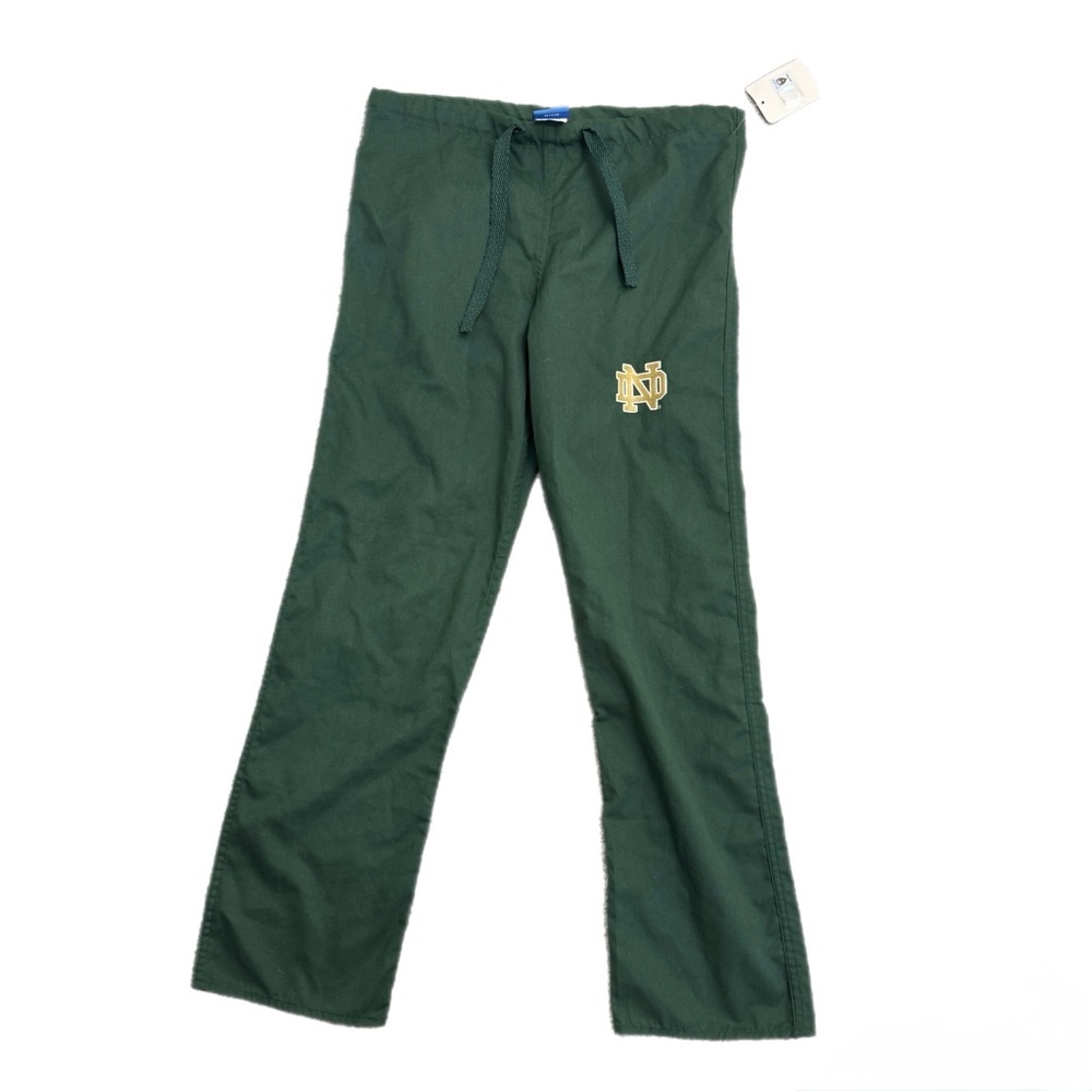 NWT Gelscrubs Dark Green Scrub Pants Notre Dame Embroidered Logo